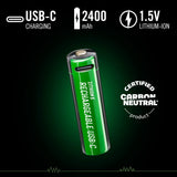 Coast AA 1.5 V, 2400 mAh USB-C Rechargeable Lithium-ion Protected Battery (4 Pack)