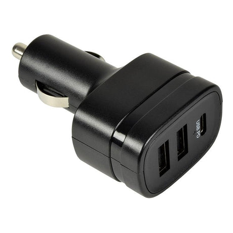 Dual USB-A port and Single USB-C port Car Charger Adaptor