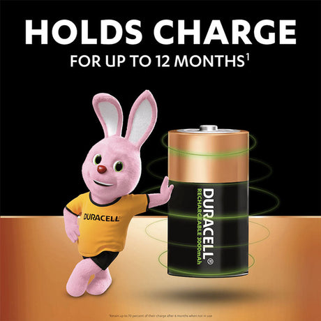 Duracell D 3000 mAh Rechargeable NiMH Batteries