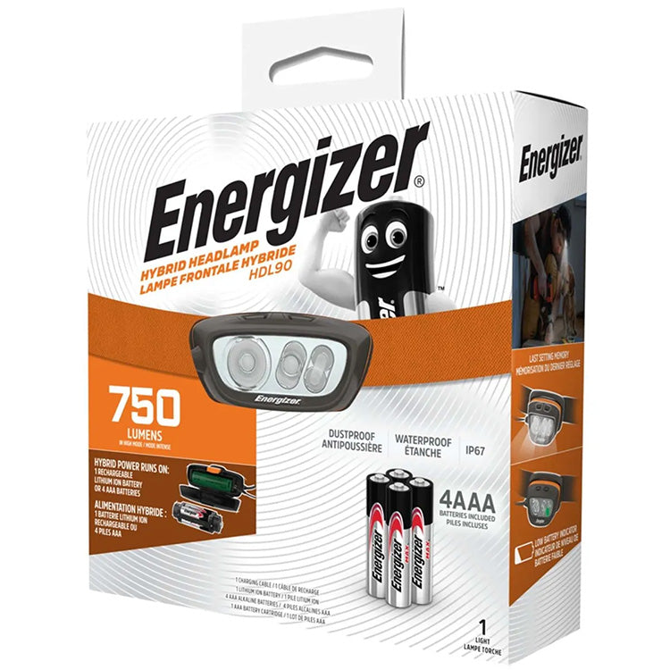 Energizer HDL90 Hybrid Power Multi-Coloured Rechargeable LED Head Torch