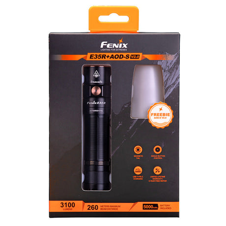 Fenix E35R Rechargeable LED Torch + FREE AOD-S V2.0 Diffuser