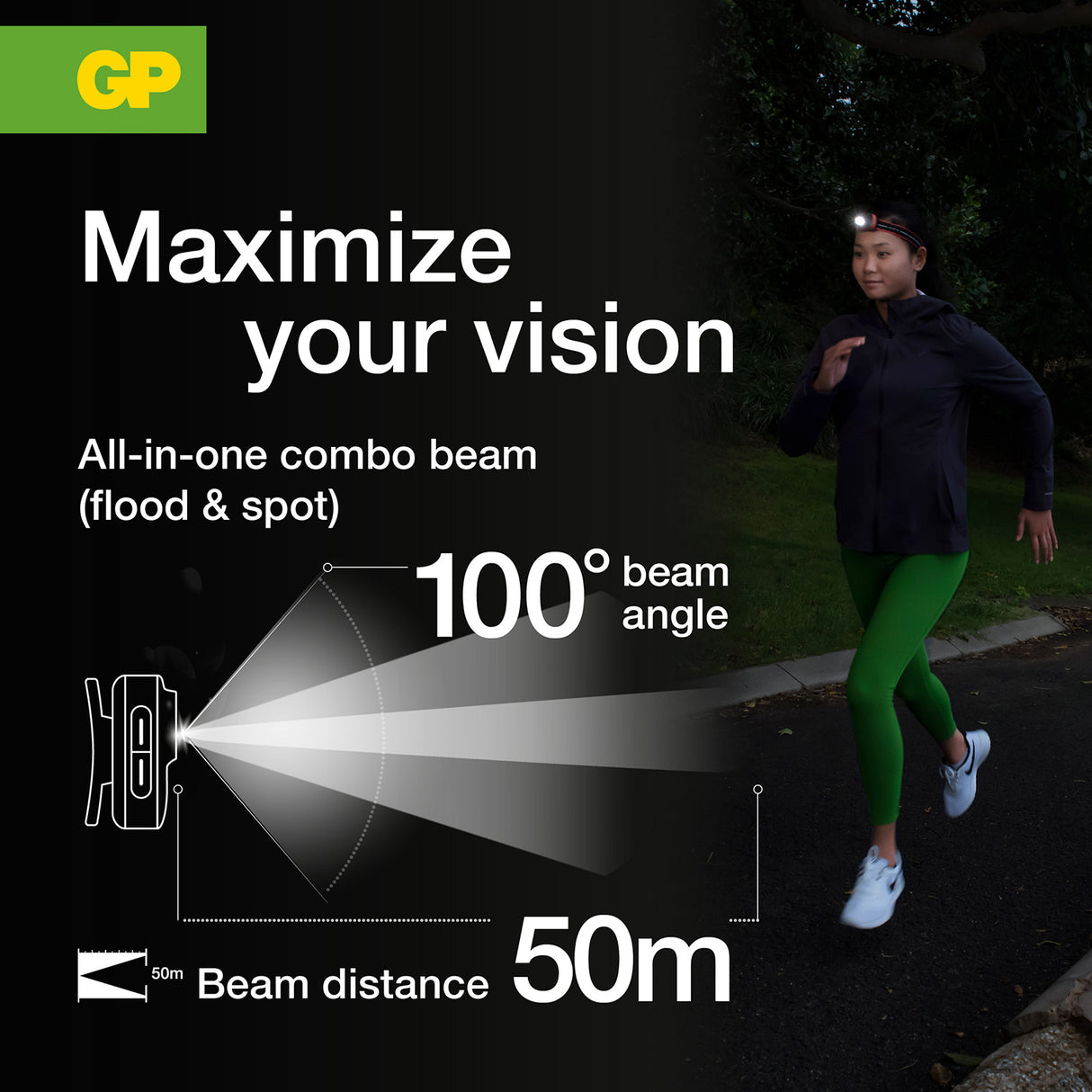 GP Xplor PHR16 Ultra Compact Urban Running Rechargeable LED Head Torch