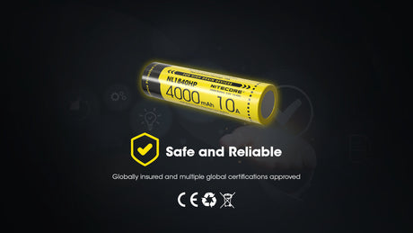 Nitecore 10 A High Discharge 18650 4000 mAh Lithium-ion Protected Battery (NL1840HP)