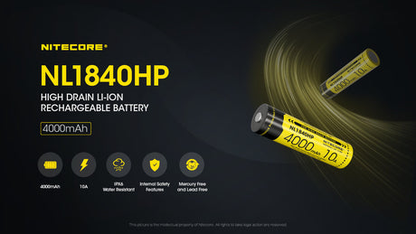 Nitecore 10 A High Discharge 18650 4000 mAh Lithium-ion Protected Battery (NL1840HP)