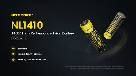 Nitecore 14500 3.7 V, 1000 mAh Li-ion Protected Battery (NL1410)