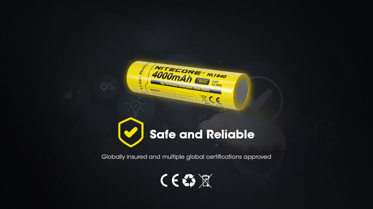 Nitecore 18650 3.6 V, 4000 mAh Lithium-ion Protected Battery (NL1840)