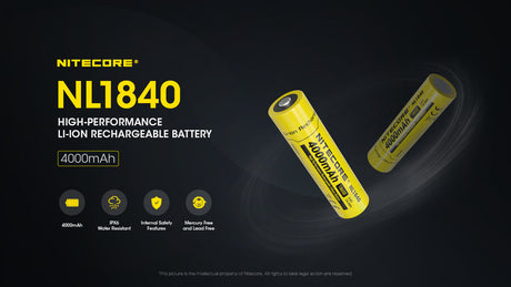 Nitecore 18650 3.6 V, 4000 mAh Lithium-ion Protected Battery (NL1840)