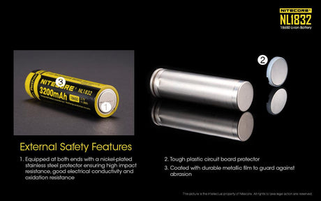 Nitecore 3200 mAh 18650 Lithium-ion Protected Battery (NL1832)