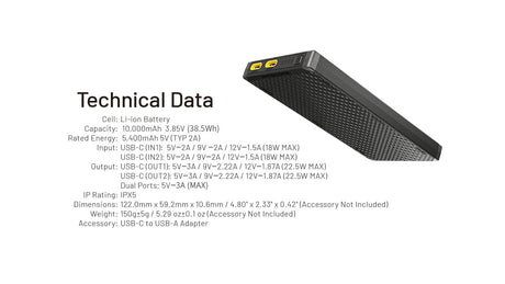 Nitecore NB10000 GEN 3 USB-C 10000 mAh Power Bank