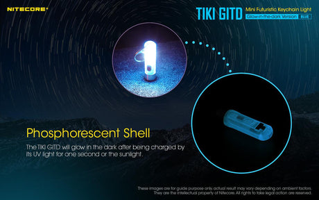 Nitecore TIKI Blue GITD White & UV Rechargeable LED Key Ring Torch