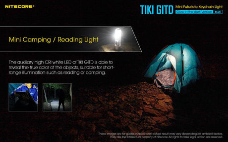 Nitecore TIKI Blue GITD White & UV Rechargeable LED Key Ring Torch