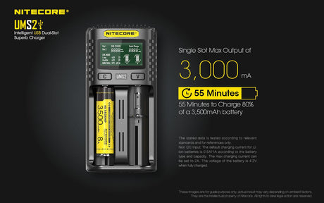 Nitecore UMS2 Dual Bay USB Li-ion/NiMH Battery Charger