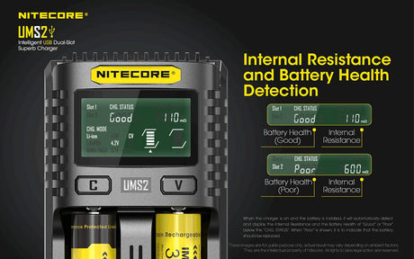 Nitecore UMS2 Dual Bay USB Li-ion/NiMH Battery Charger