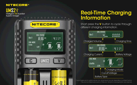 Nitecore UMS2 Dual Bay USB Li-ion/NiMH Battery Charger