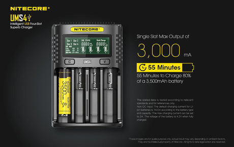 Nitecore UMS4 Four Bay USB Li-ion/NiMh Battery Charger