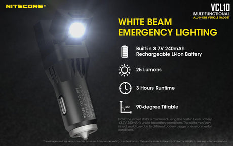 Nitecore VCL10 Multi-functional USB Car Charger and LED Light