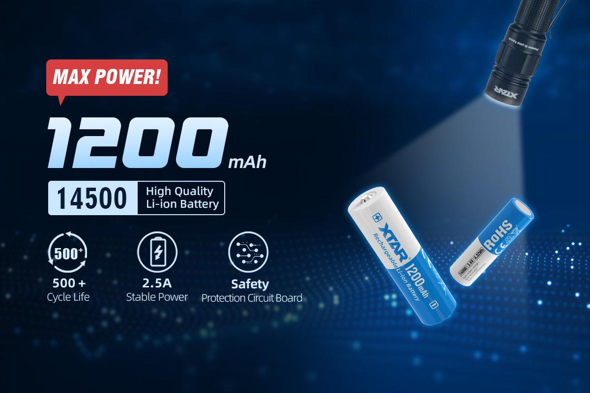 Xtar 14500 3.6 V, 1200 mAh Li-ion Protected Battery